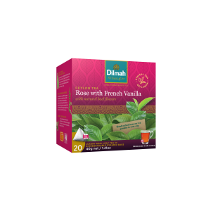 Цейлонский черный чай листовой DILMAH ROSE WITH FRENCH VANILLA 20х2г photo